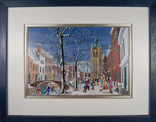 FRED BREEBAART | OUDE DELFT (1982) | ARTE NAÏF | ACRÍLICO ORIGINAL CERTIFICADO