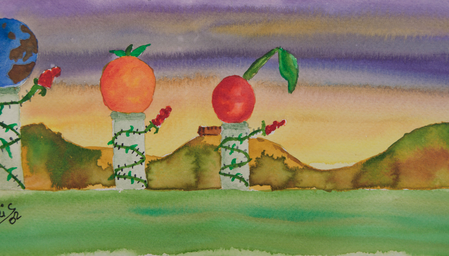 ANTONI CARRERA "KARRIS" | ESCENARIO ONÍRICO (2002) | ACUARELA PANORÁMICA | SURREALISMO CATALÁN