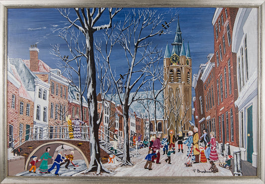 FRED BREEBAART | OUDE DELFT (1982) | ARTE NAÏF | ACRÍLICO ORIGINAL CERTIFICADO
