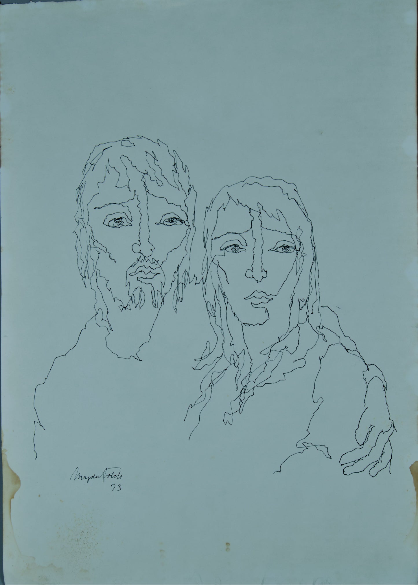 MAGDA FOLCH | DOPPELPORTRÄT EINES PAARES | TARRAGONA SCHOOL | TUSCHE AUF PAPIER