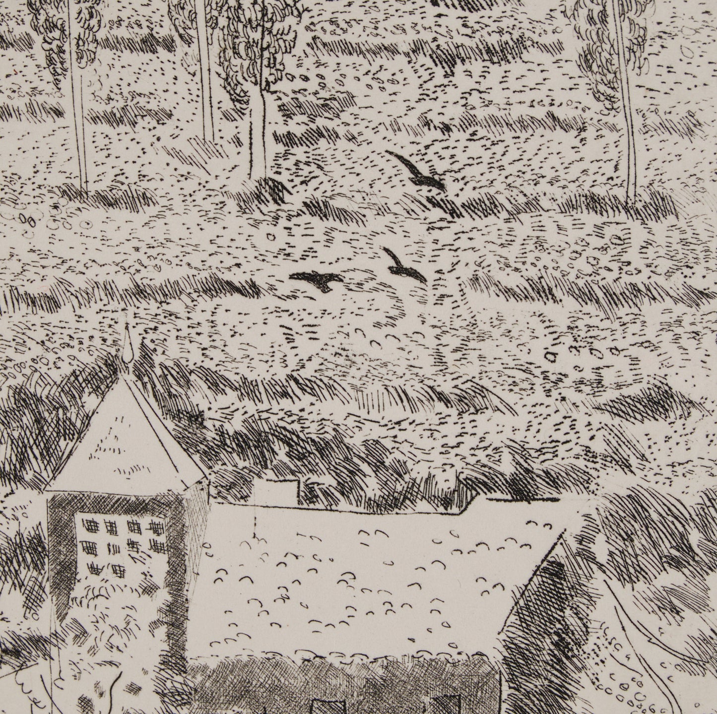 ANTONIO SANTOS | "LA CASA ROJA" (47/50) | AGUAFUERTE ORIGINAL | GRÁFICA CONTEMPORÁNEA