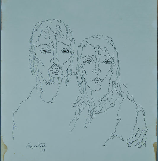 MAGDA FOLCH | DOUBLE PORTRAIT OF A COUPLE | TARRAGONA SCHOOL | INK ON PAPER