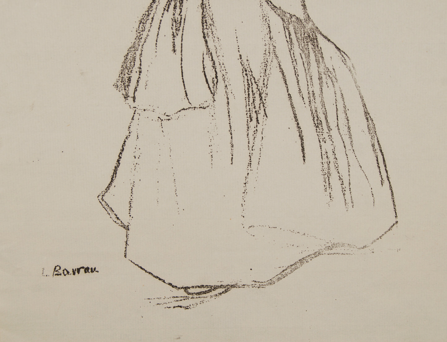 Laureà Barrau | Figura Femenina con Indumentaria Tradicional | Dibujo sobre Papel Guarro