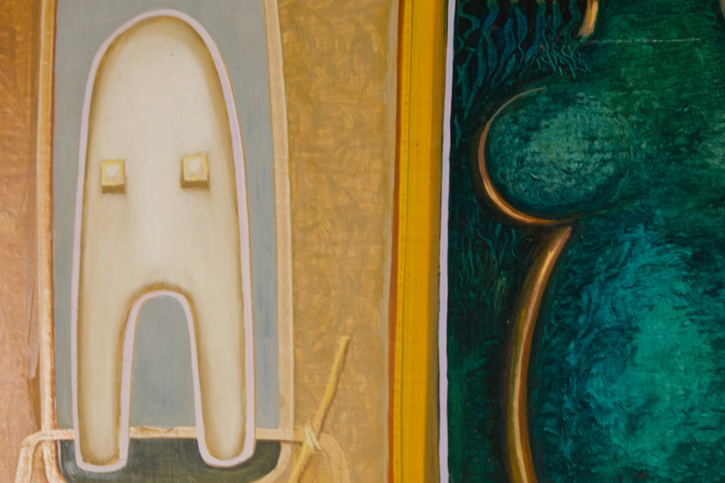 RAÚL CONTI | GEOMETRISCHE FIGURATION | KONSTRUKTIVISMUS MIT PRÄKOLUMBIANISCHEN WURZELN | ÖL AUF TAFEL