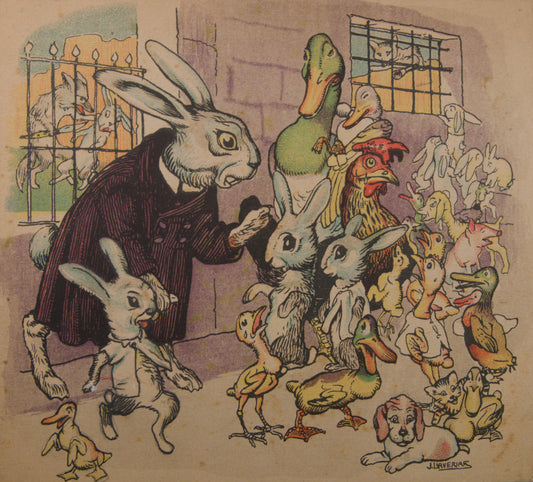 JOAN LLAVERÍAS | LA LECCIÓN Y LA AMENAZA | ILUSTRACIÓN A COLOR | MODERNISMO CATALÁN