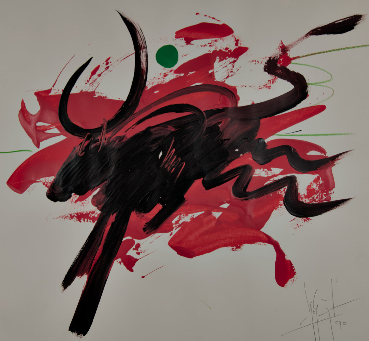 MIGUEL ROS BLASCO | "BRAU": TORO EN ROJO Y NEGRO | NEOEXPRESIONISMO | TÉCNICA MIXTA SOBRE PAPEL