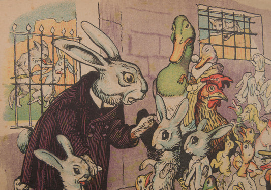 JOAN LLAVERÍAS | LA LECCIÓN Y LA AMENAZA | ILUSTRACIÓN A COLOR | MODERNISMO CATALÁN