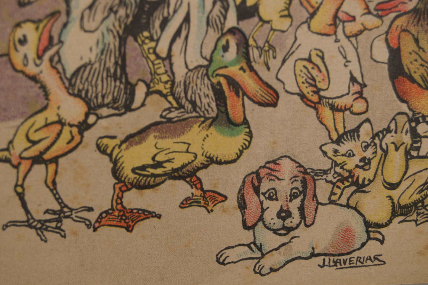 JOAN LLAVERÍAS | LA LECCIÓN Y LA AMENAZA | ILUSTRACIÓN A COLOR | MODERNISMO CATALÁN