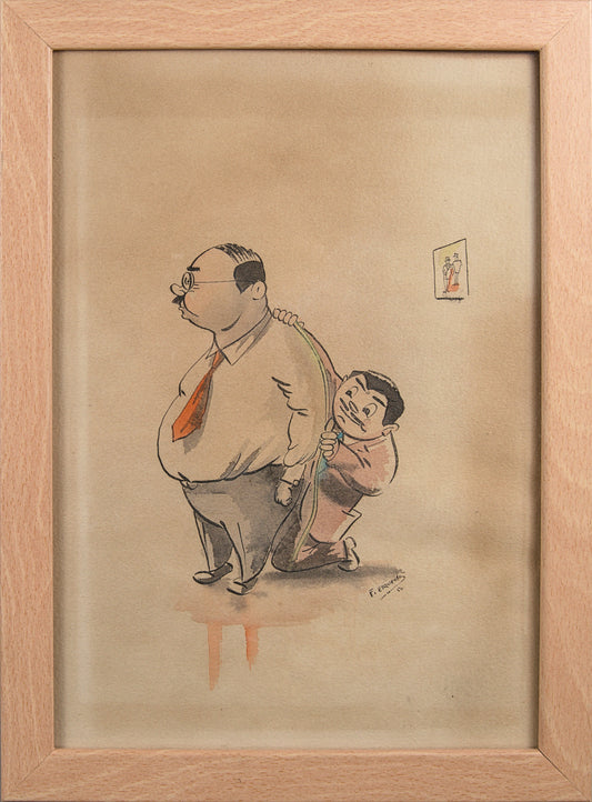 F. Esquerda | Crónicas Satíricas de la Sastrería | Lote de 4 Acuarelas sobre Papel | 1950-1952