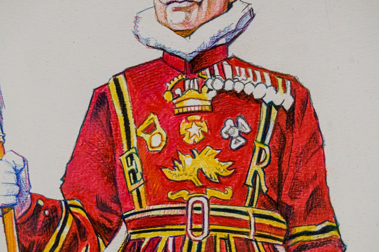 PEPE GONZÁLEZ | YEOMAN WARDER (BEEFEATER) | ILUSTRACIÓN FIGURATIVA | TÉCNICA MIXTA ORIGINAL SOBRE PAPEL