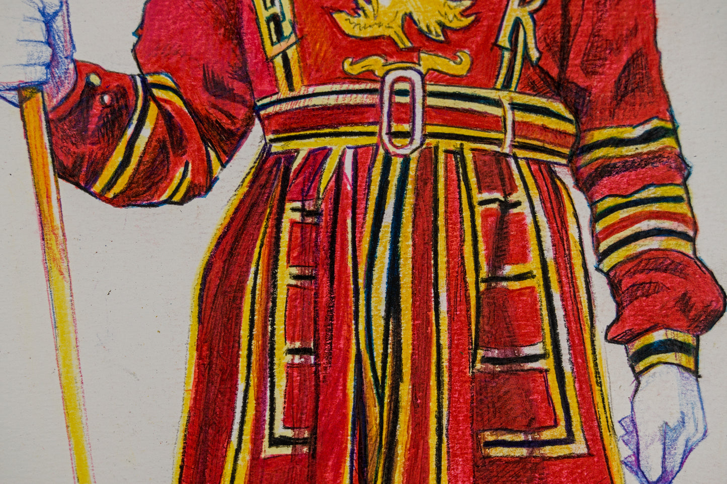 PEPE GONZÁLEZ | YEOMAN WARDER (BEEFEATER) | ILUSTRACIÓN FIGURATIVA | TÉCNICA MIXTA ORIGINAL SOBRE PAPEL
