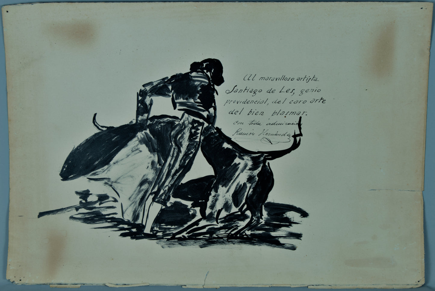 Ramón Hernández | La Faena: Tauromaquia Gestual | Tinta Original dedicada a Santiago de Les