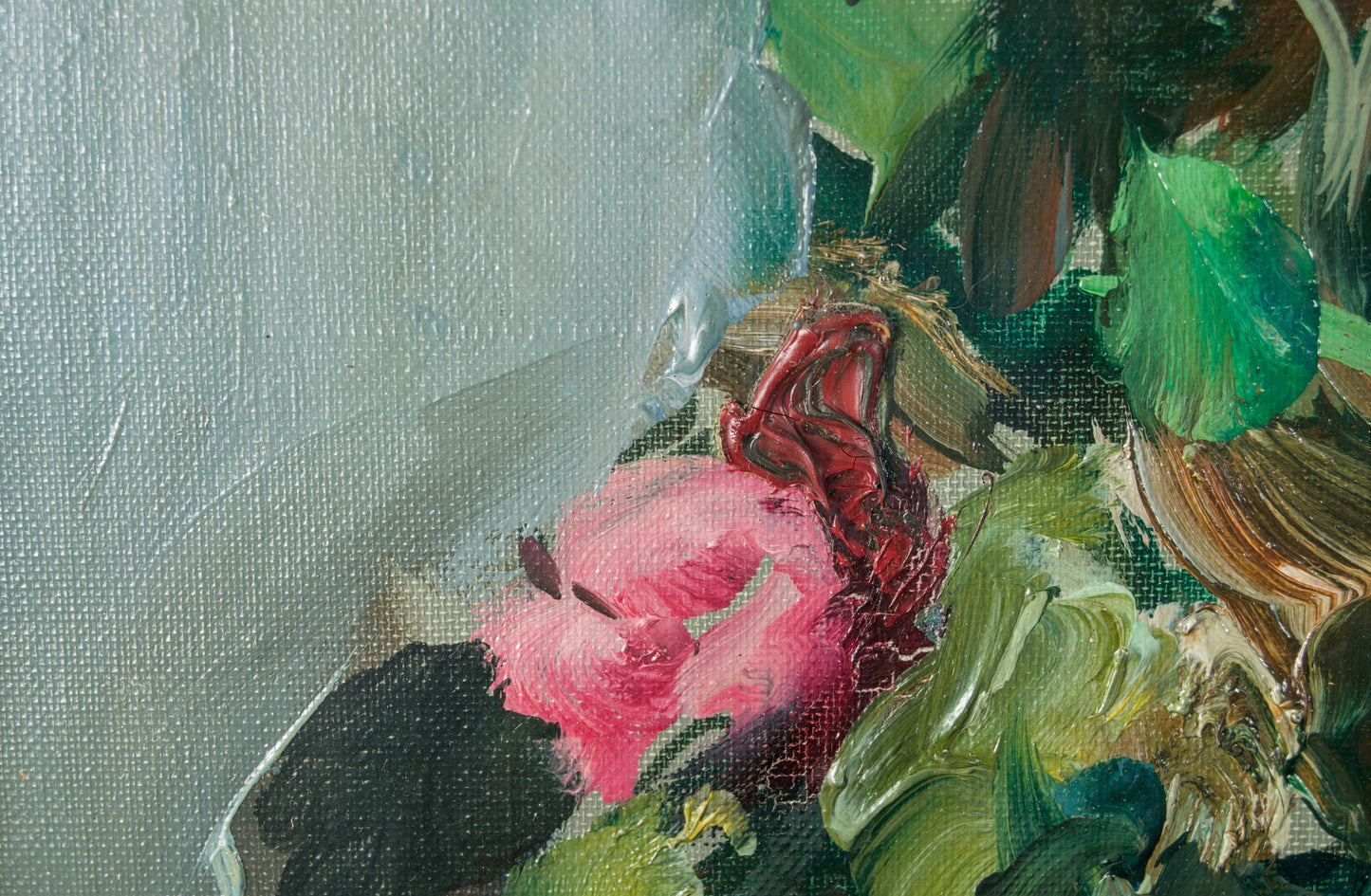 Josep Miquel Serrano | Bodegón Floral Matérico | Óleo sobre Lienzo | Escuela Catalana S. XX