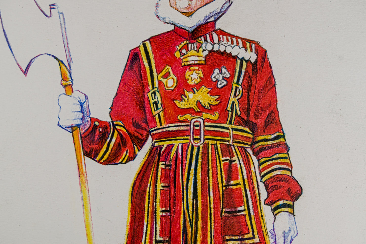 PEPE GONZÁLEZ | YEOMAN WARDER (BEEFEATER) | ILUSTRACIÓN FIGURATIVA | TÉCNICA MIXTA ORIGINAL SOBRE PAPEL