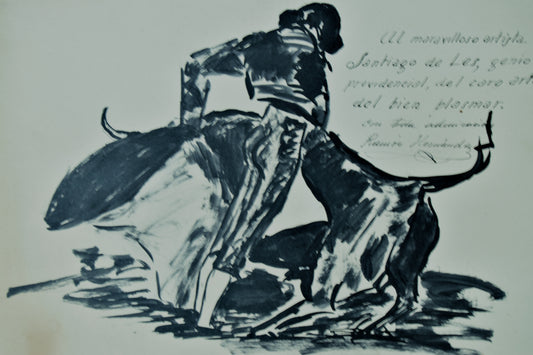 Ramón Hernández | La Faena: Tauromaquia Gestual | Tinta Original dedicada a Santiago de Les