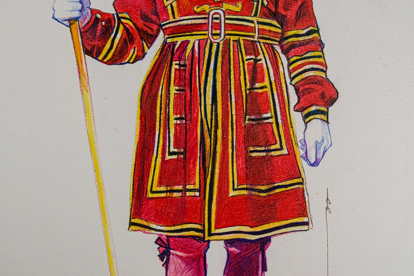 PEPE GONZÁLEZ | YEOMAN WARDER (BEEFEATER) | ILUSTRACIÓN FIGURATIVA | TÉCNICA MIXTA ORIGINAL SOBRE PAPEL