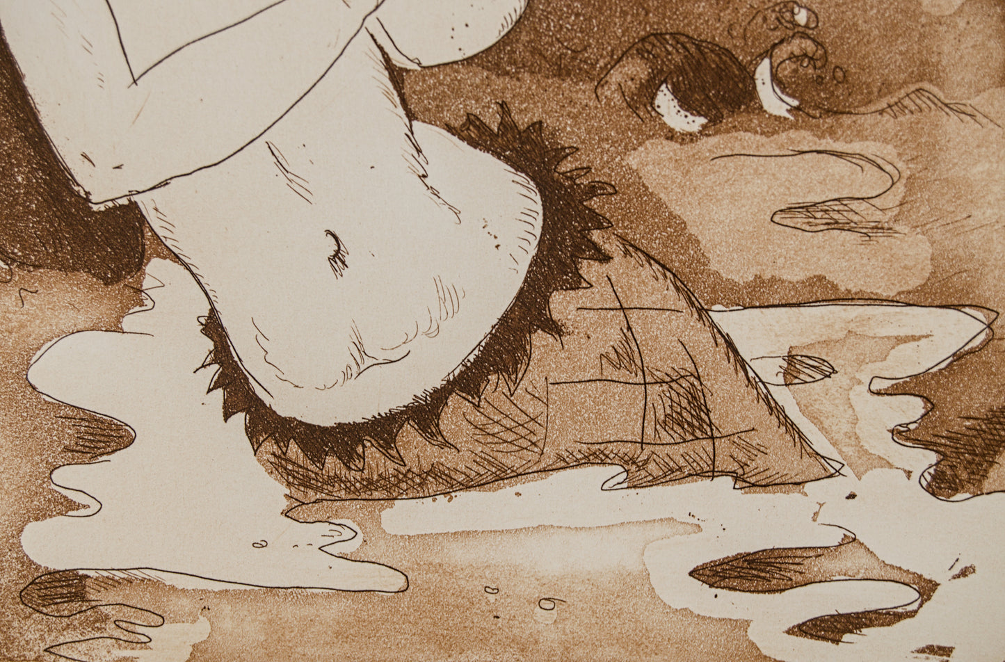 J. CARBONELL | LA SIRENA Y EL VELERO (MITOLOGÍA MARÍTIMA) | PRUEBA DE AUTOR (P.A.) | AGUAFUERTE EN SEPIA