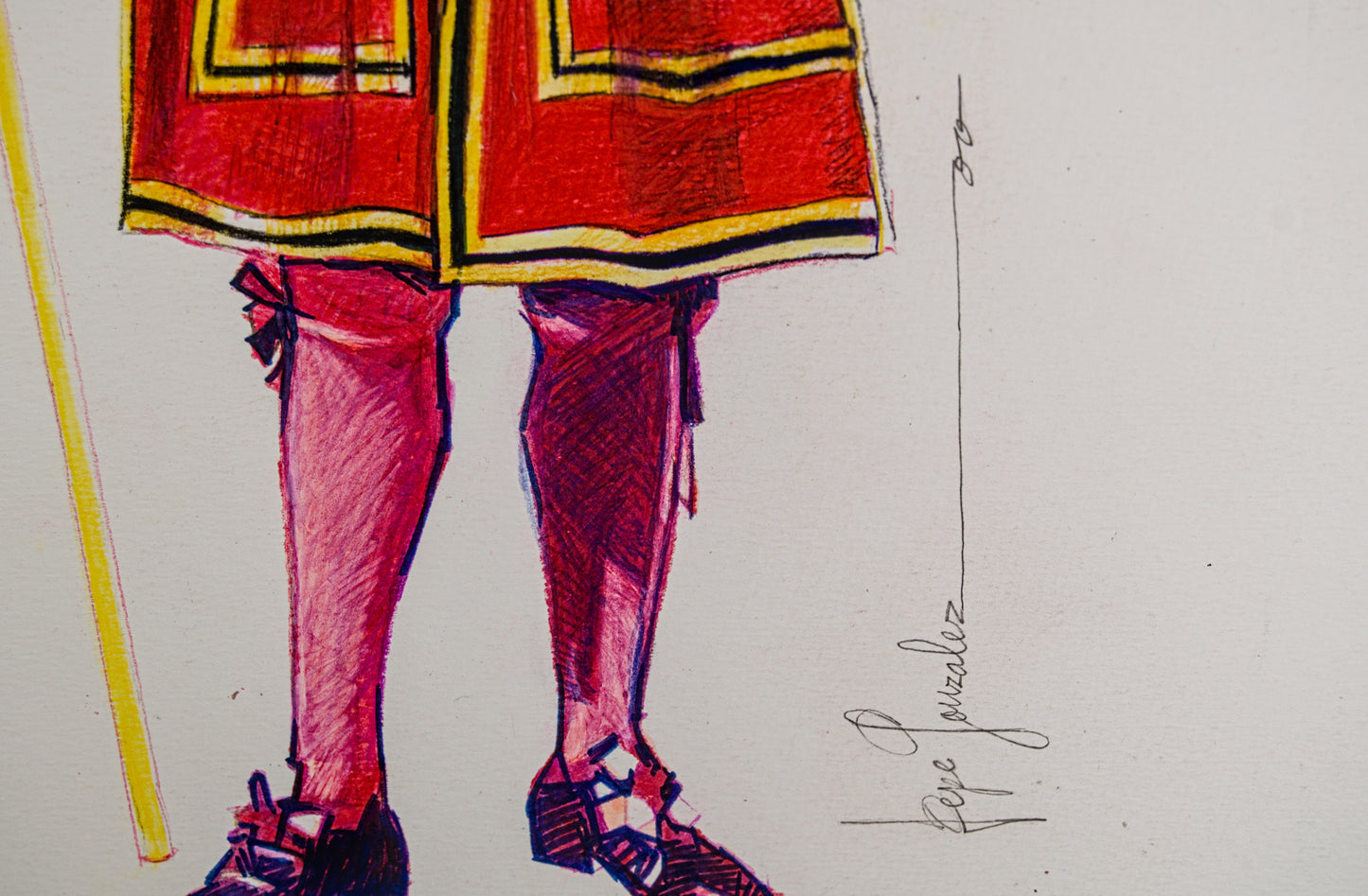 PEPE GONZÁLEZ | YEOMAN WARDER (BEEFEATER) | ILUSTRACIÓN FIGURATIVA | TÉCNICA MIXTA ORIGINAL SOBRE PAPEL