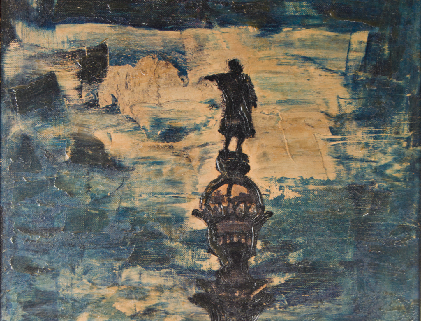 Frédéric Lloveras | Das Kolumbusdenkmal (Nacht) | Urbaner Postimpressionismus | Öl auf Holz