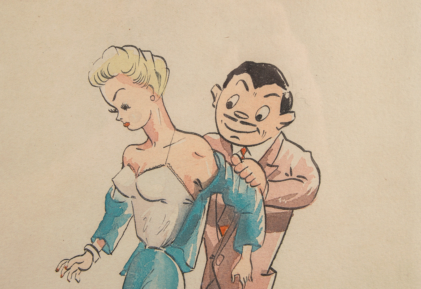 F. Esquerda | Crónicas Satíricas de la Sastrería | Lote de 4 Acuarelas sobre Papel | 1950-1952