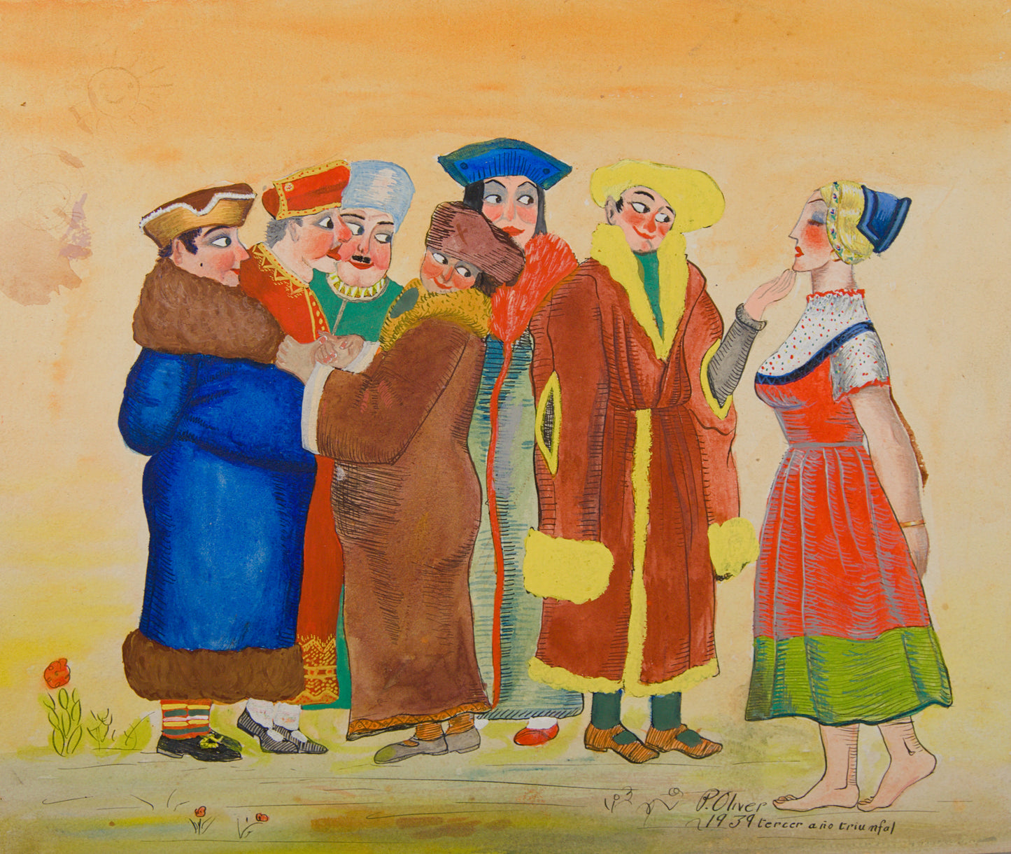 PERE OLIVER | LA SÁTIRA DEL VENCEDOR (1939) | TÉCNICA MIXTA | DOCUMENTO HISTÓRICO