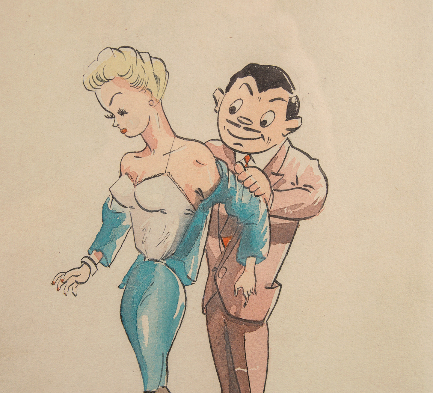 F. Esquerda | Crónicas Satíricas de la Sastrería | Lote de 4 Acuarelas sobre Papel | 1950-1952
