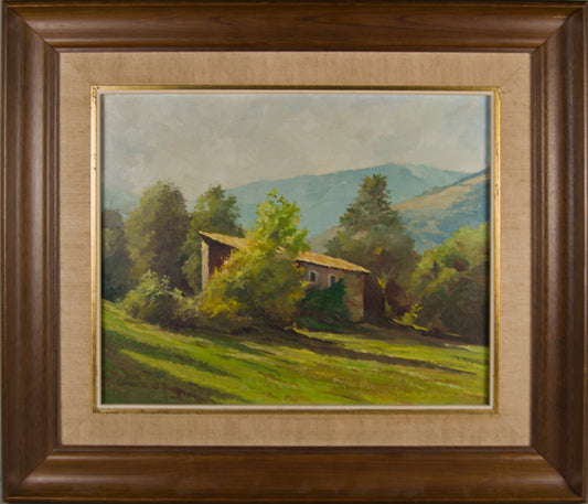 Joan Cordomí | Idilio Rural con Masía | Óleo Original sobre Lienzo