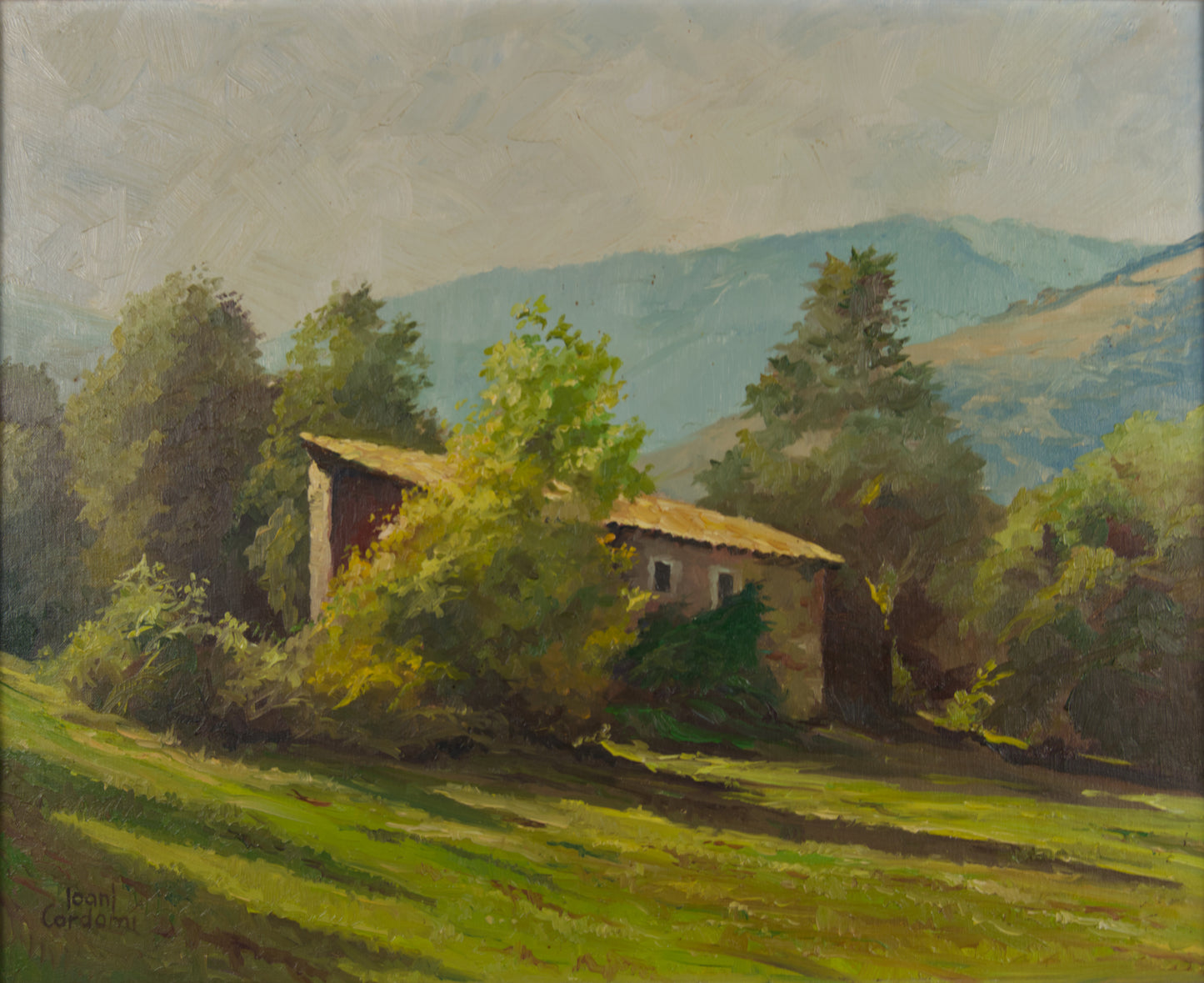 Joan Cordomí | Idilio Rural con Masía | Óleo Original sobre Lienzo