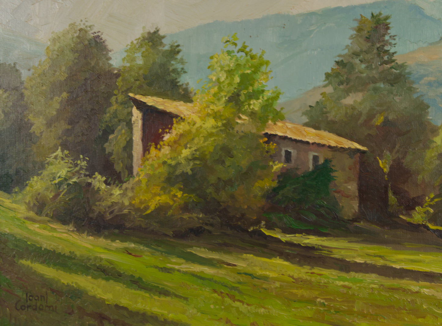 Joan Cordomí | Idilio Rural con Masía | Óleo Original sobre Lienzo