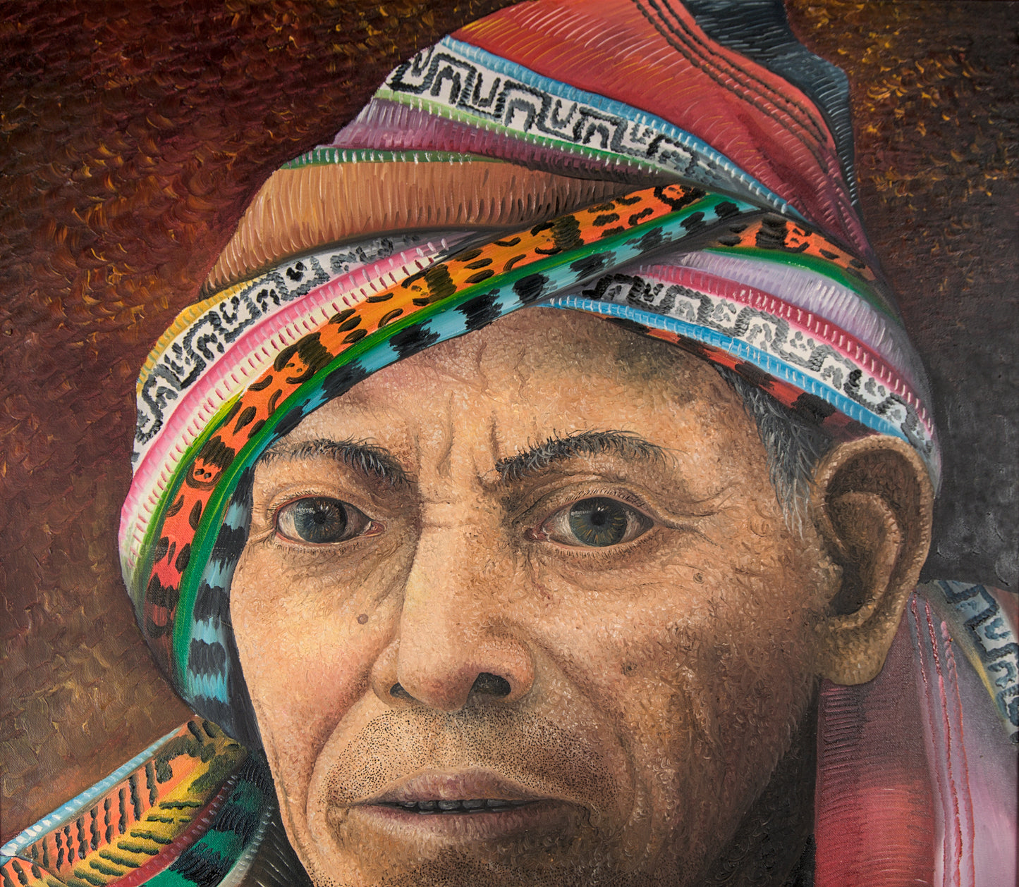 Nicolás Reanda | Escuela Tz'utujil: Retrato Indigenista Guatemalteco | Óleo sobre Lienzo