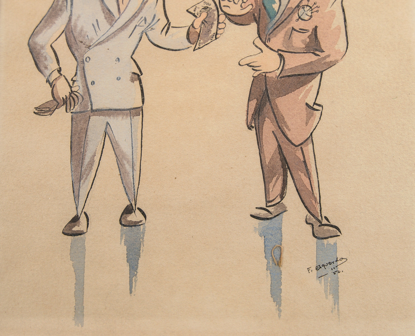 F. Esquerda | Crónicas Satíricas de la Sastrería | Lote de 4 Acuarelas sobre Papel | 1950-1952
