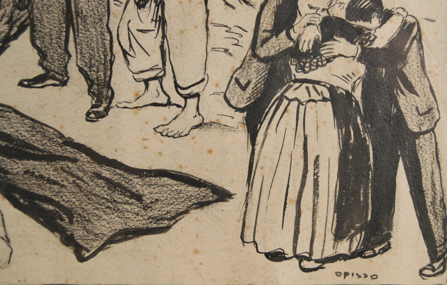 Ricardo Opisso | Entierro del Poeta Iglésias (1928) | Dibujo Histórico Original