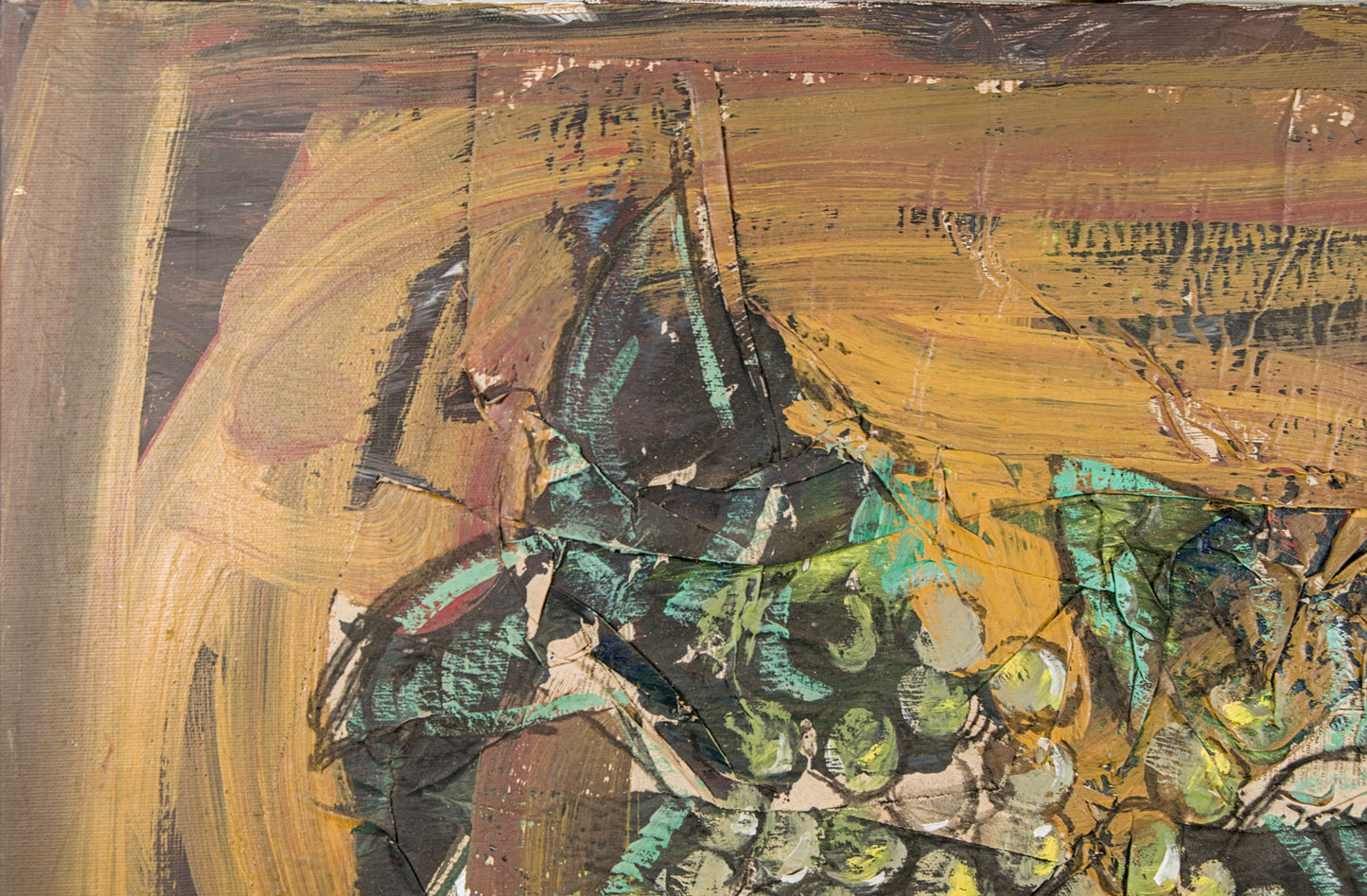 Manel Pujol Baladas | "Bodegón uvas" | Mixta y Collage sobre Lienzo (1990) | Colección de 18 Obras Certificadas