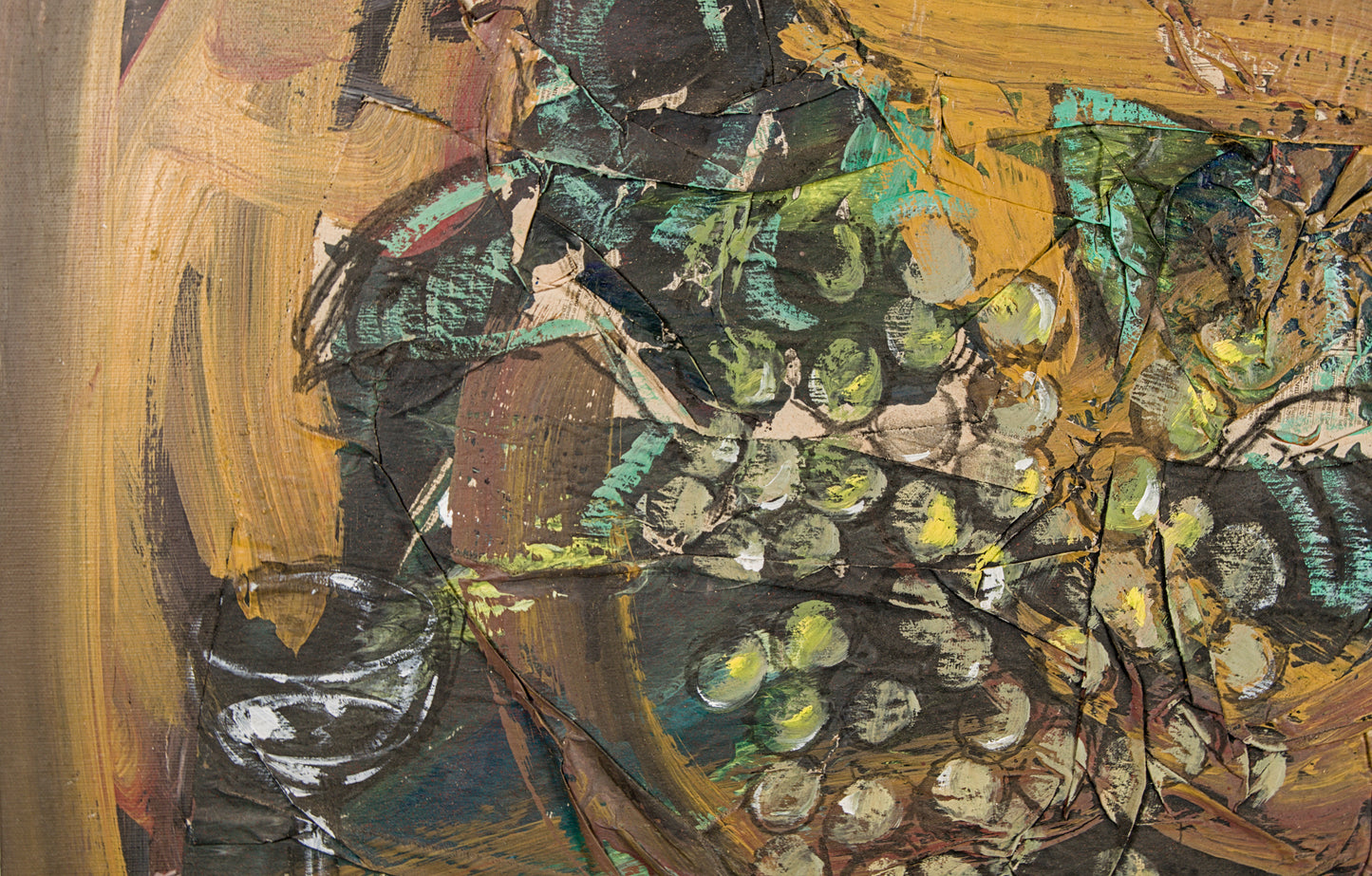 Manel Pujol Baladas | "Bodegón uvas" | Mixta y Collage sobre Lienzo (1990) | Colección de 18 Obras Certificadas