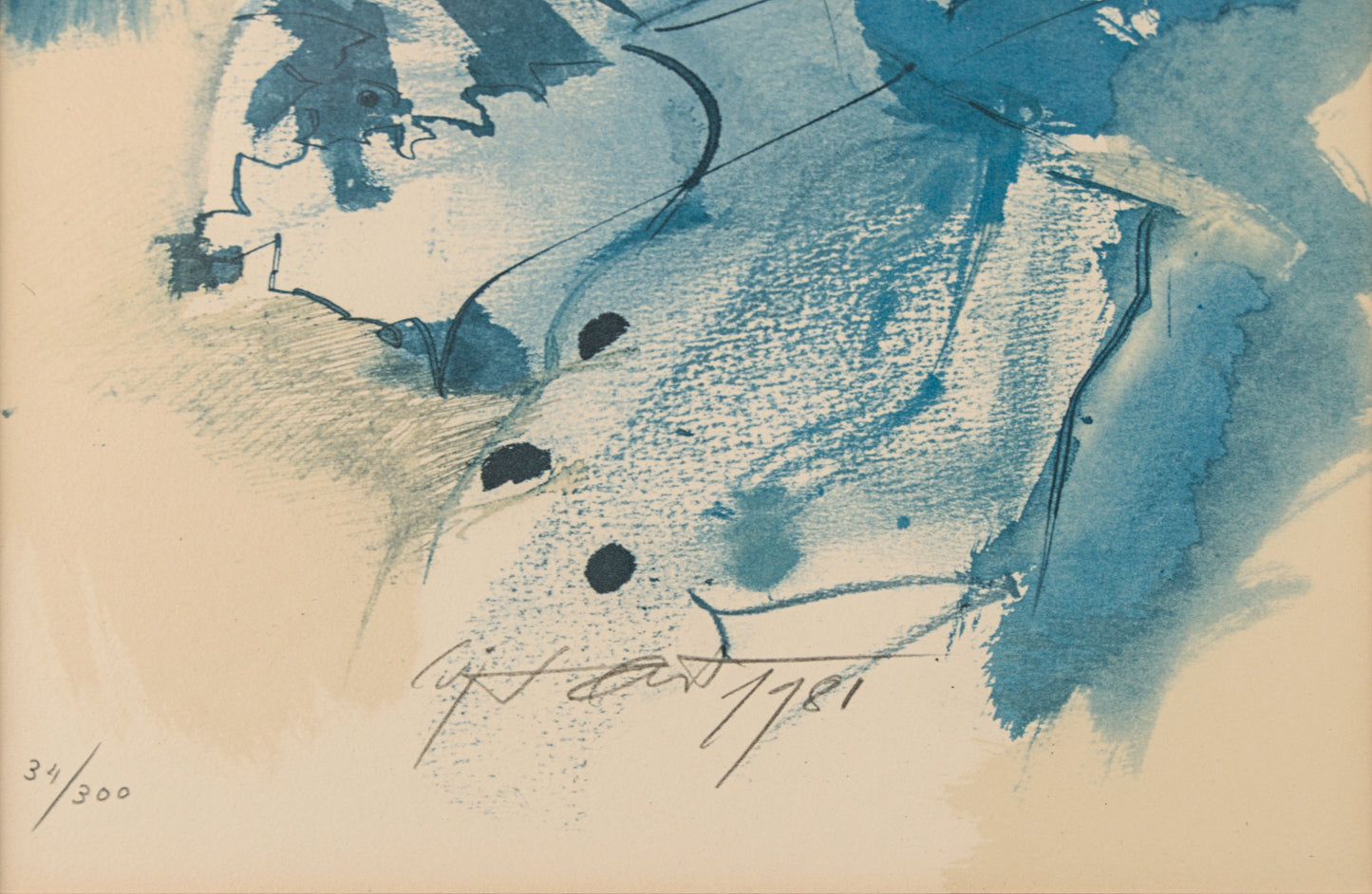 Modest Cuixart | Rostro Femenino en Azul | Litografía Firmada (1981)