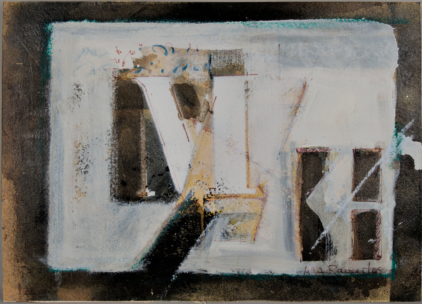 MARIA ANTÒNIA RAVENTÓS | MATERIALZUSAMMENSETZUNG MIT GRAFIK | KATALANISCHER INFORMALISMUS | GEMISCHTE MEDIEN