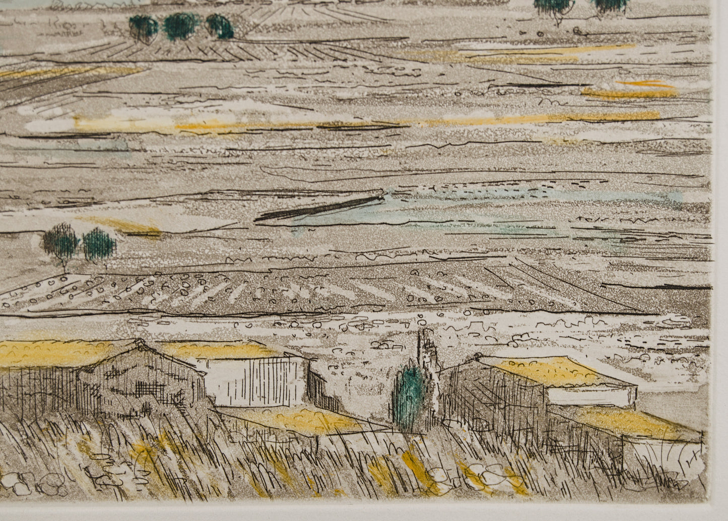 JORDI PAGANS MONTSALVATGE | PAISAJE DE CAMPOS | MAESTRO DEL PAISAJE LÍRICO CATALÁN | AGUAFUERTE ILUMINADO A MANO
