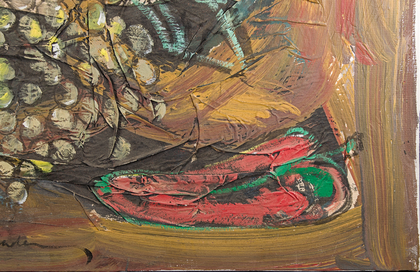 Manel Pujol Baladas | "Bodegón uvas" | Mixta y Collage sobre Lienzo (1990) | Colección de 18 Obras Certificadas