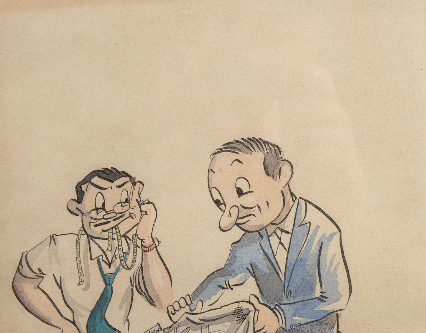 F. Esquerda | Crónicas Satíricas de la Sastrería | Lote de 4 Acuarelas sobre Papel | 1950-1952