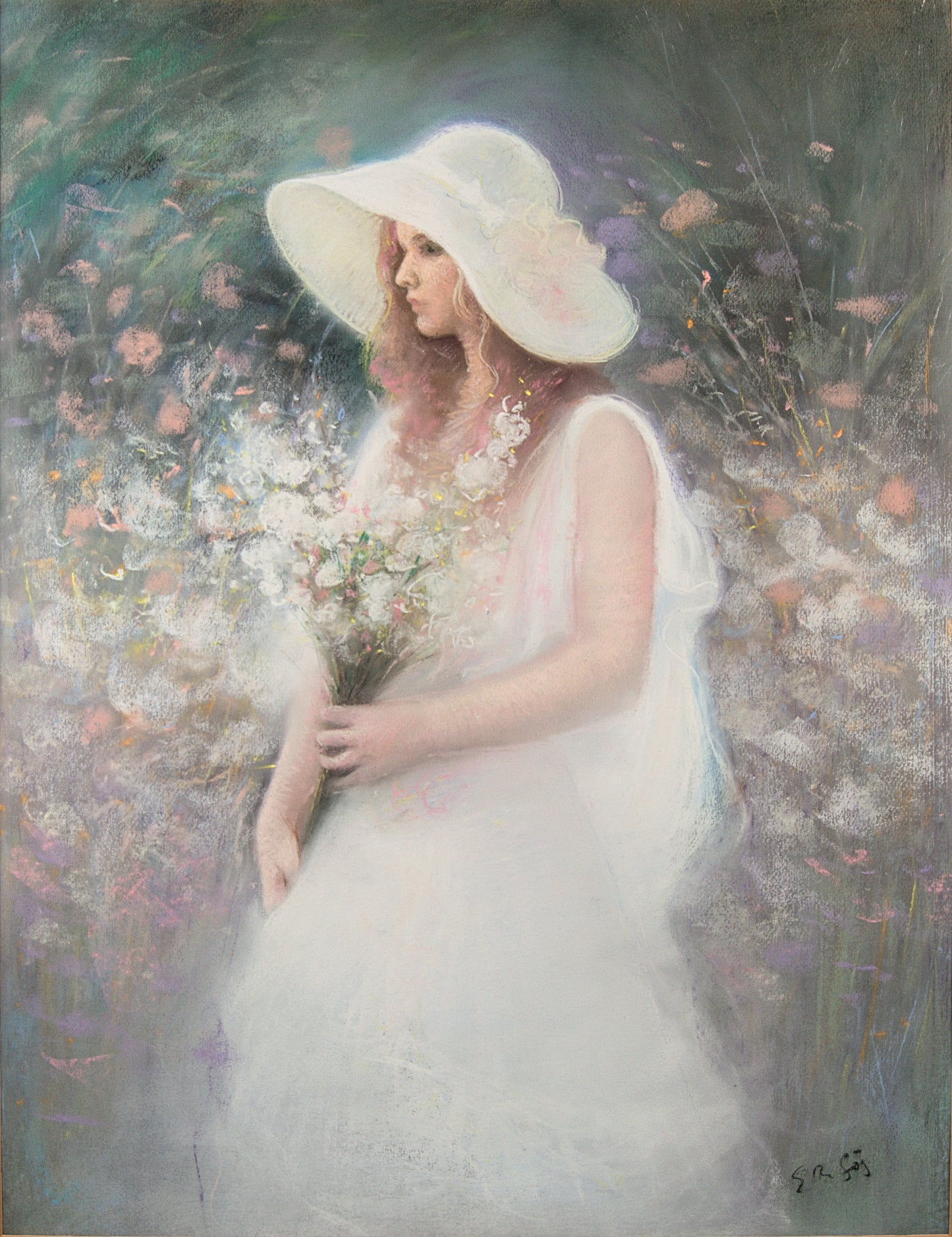 Autor Desconocido - Escuela Europea | Retrato Femenino Impresionista | Pastel sobre Papel | S. XX