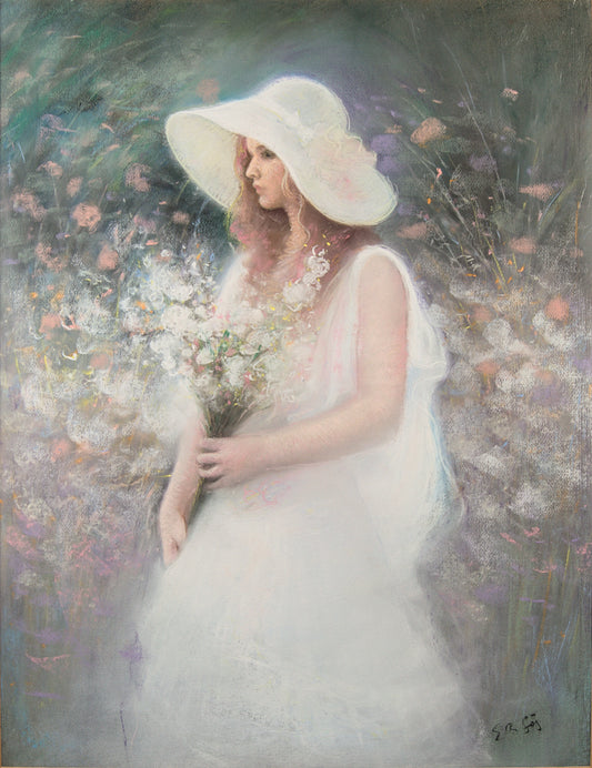 Autor Desconocido - Escuela Europea | Retrato Femenino Impresionista | Pastel sobre Papel | S. XX