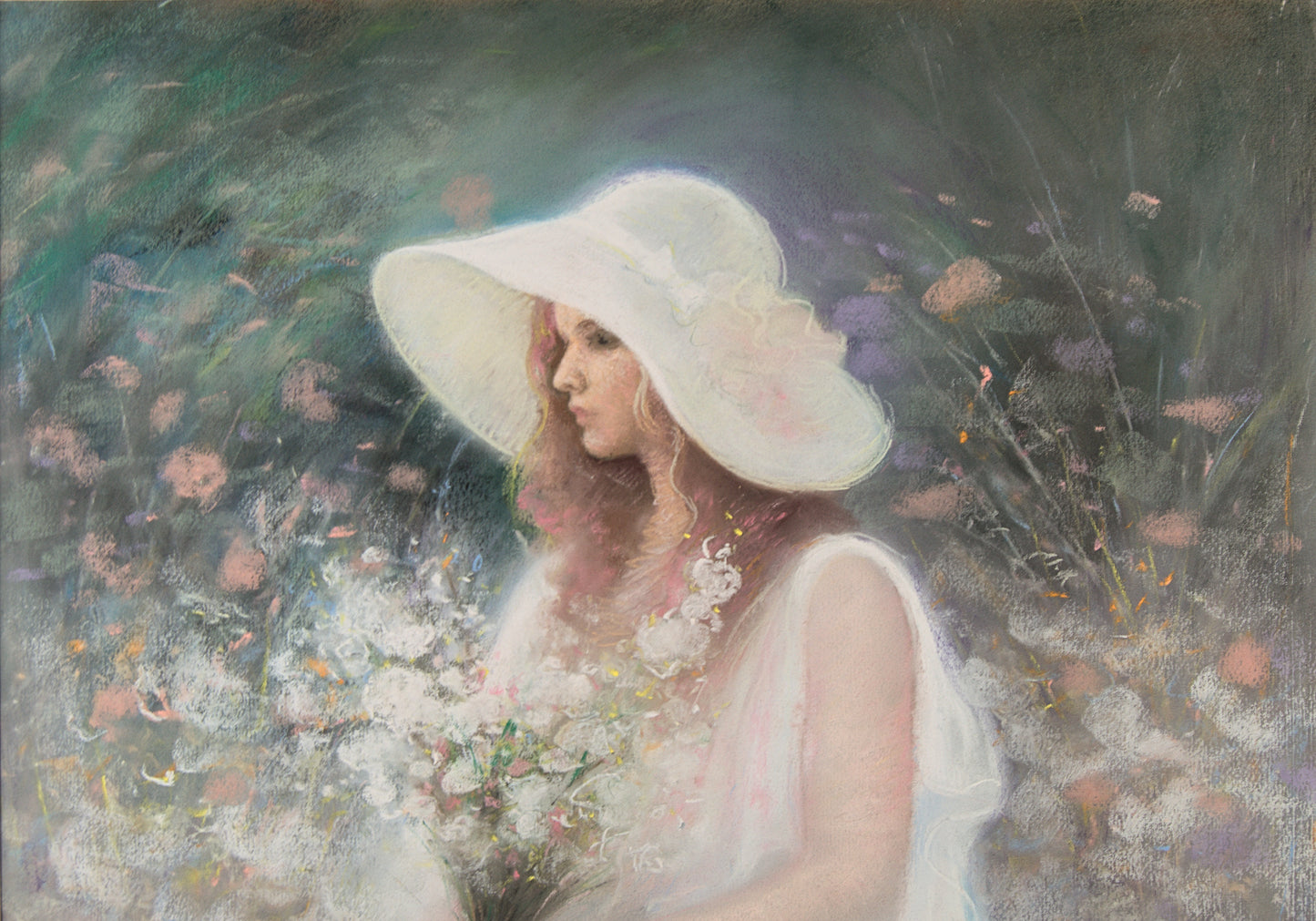 Autor Desconocido - Escuela Europea | Retrato Femenino Impresionista | Pastel sobre Papel | S. XX