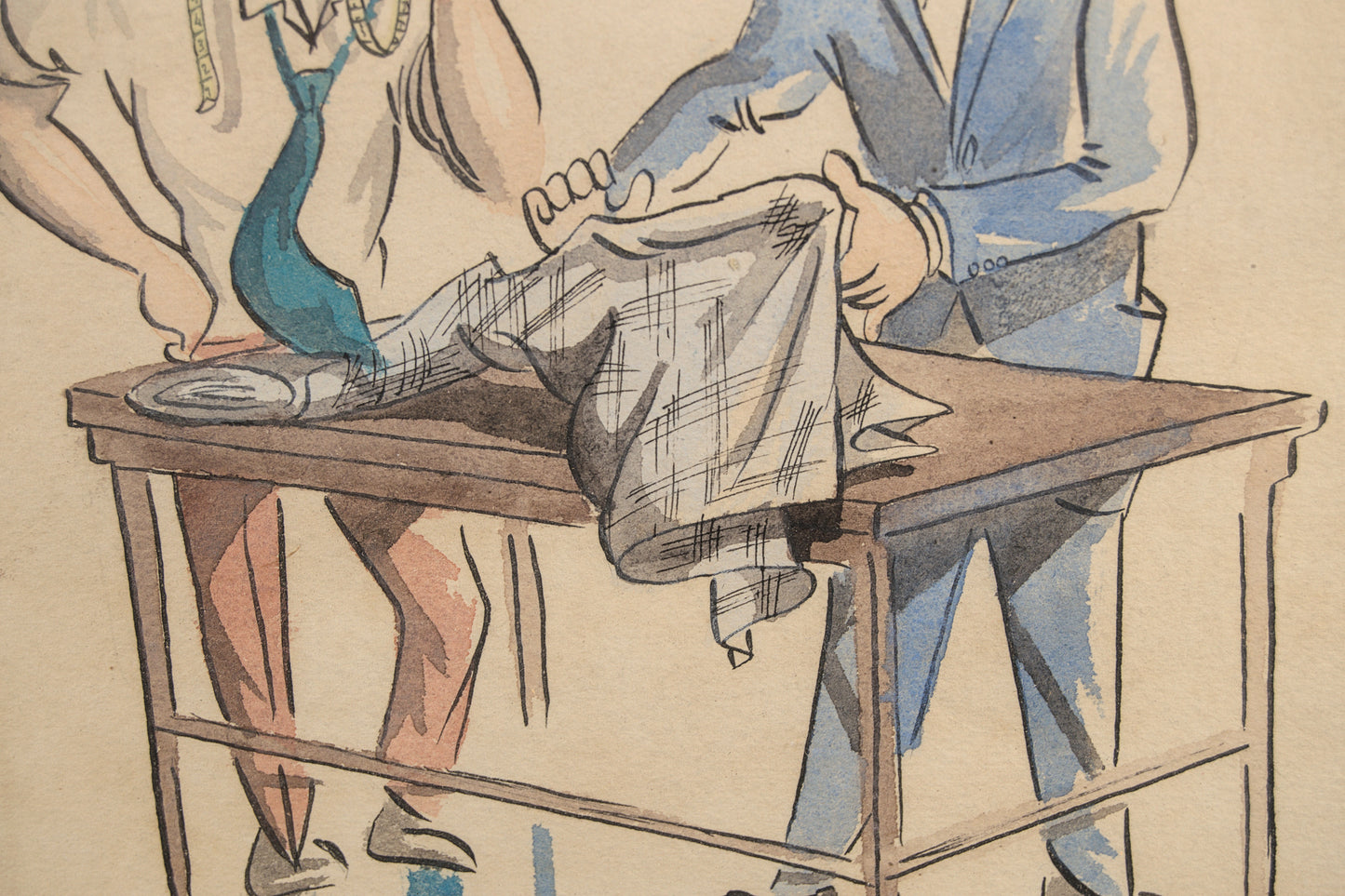 F. Esquerda | Crónicas Satíricas de la Sastrería | Lote de 4 Acuarelas sobre Papel | 1950-1952