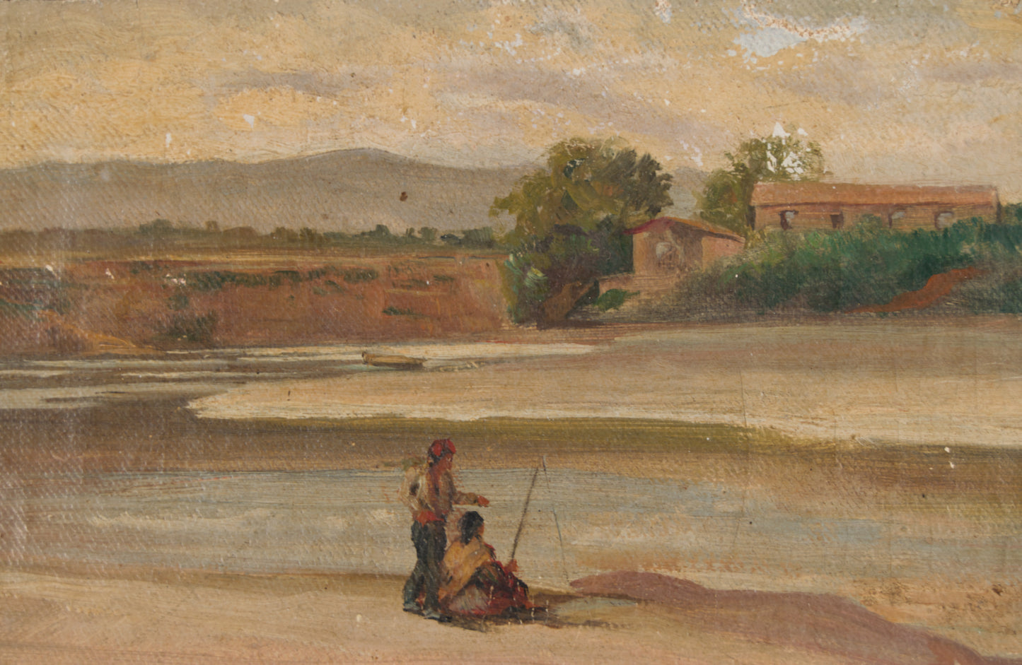 RAMÓN MARTÍ ALSINA | FLUSSLANDSCHAFT MIT FIGUREN | KATALANISCHER REALISMUS | ÖL AUF LEINWAND