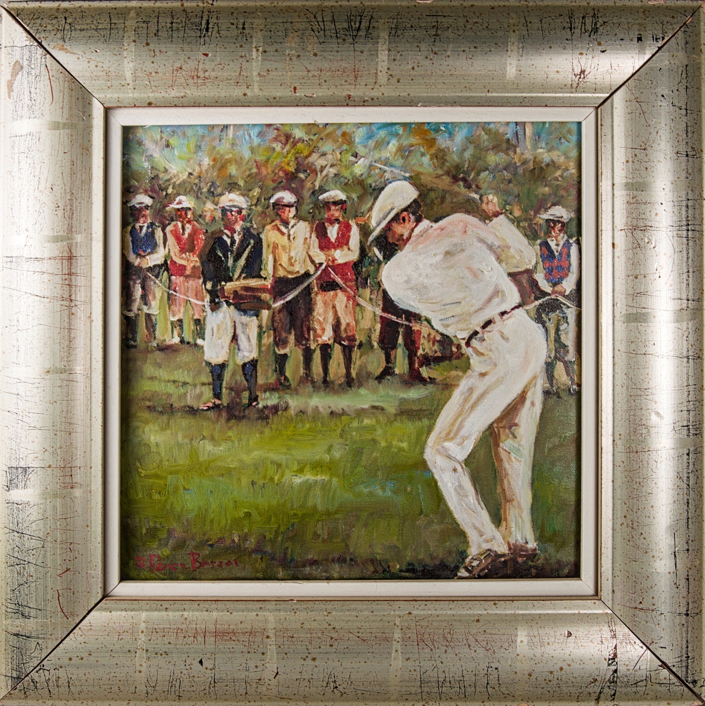 Salvador Pérez Bassols | El Swing (Golf Clásico) | Óleo Original Matérico