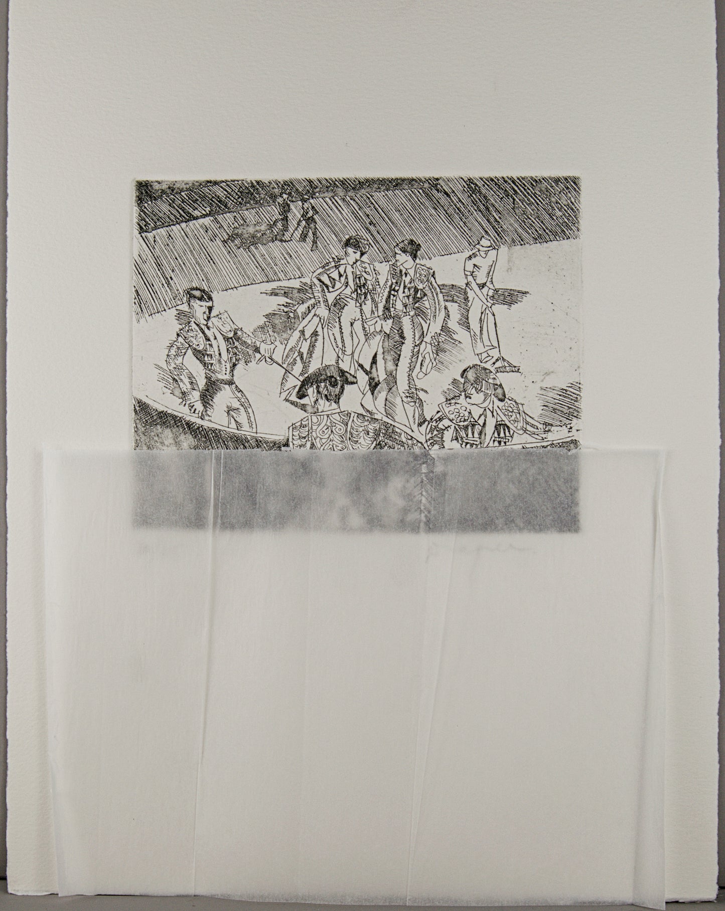 JOSEP M.ª DRAPER | ESCENA TAURINA (EL RUEDO) | TAUROMAQUIA CONTEMPORÁNEA | AGUAFUERTE ORIGINAL (30/65)