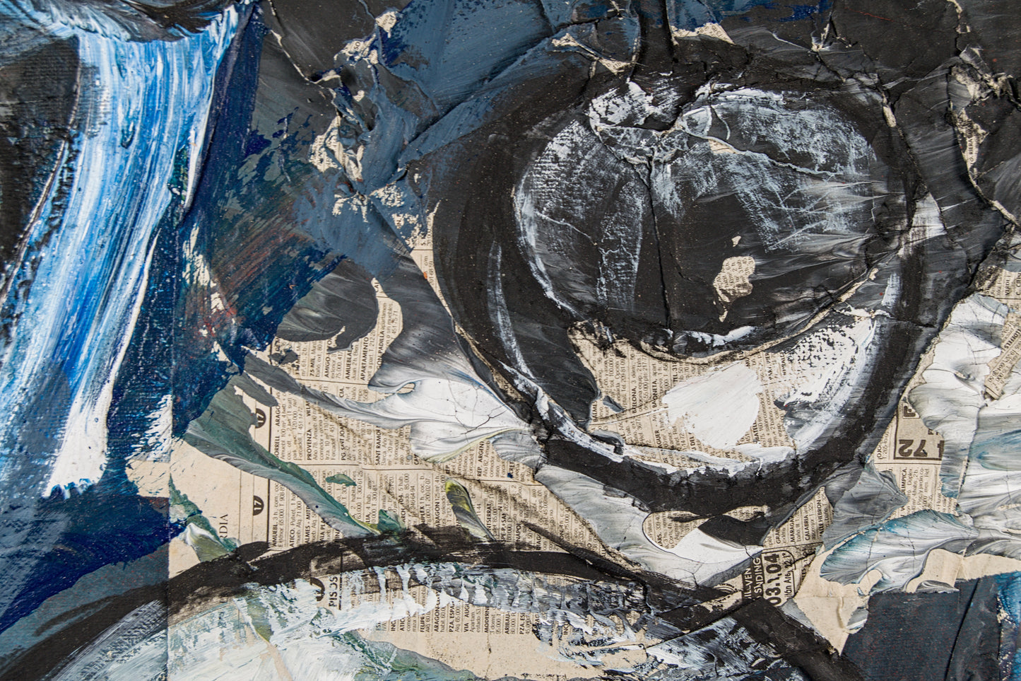 Manel Pujol Baladas | "Bodegón patatas azul" | Mixta y Collage sobre Lienzo (1990) | Colección de 18 Obras Certificadas