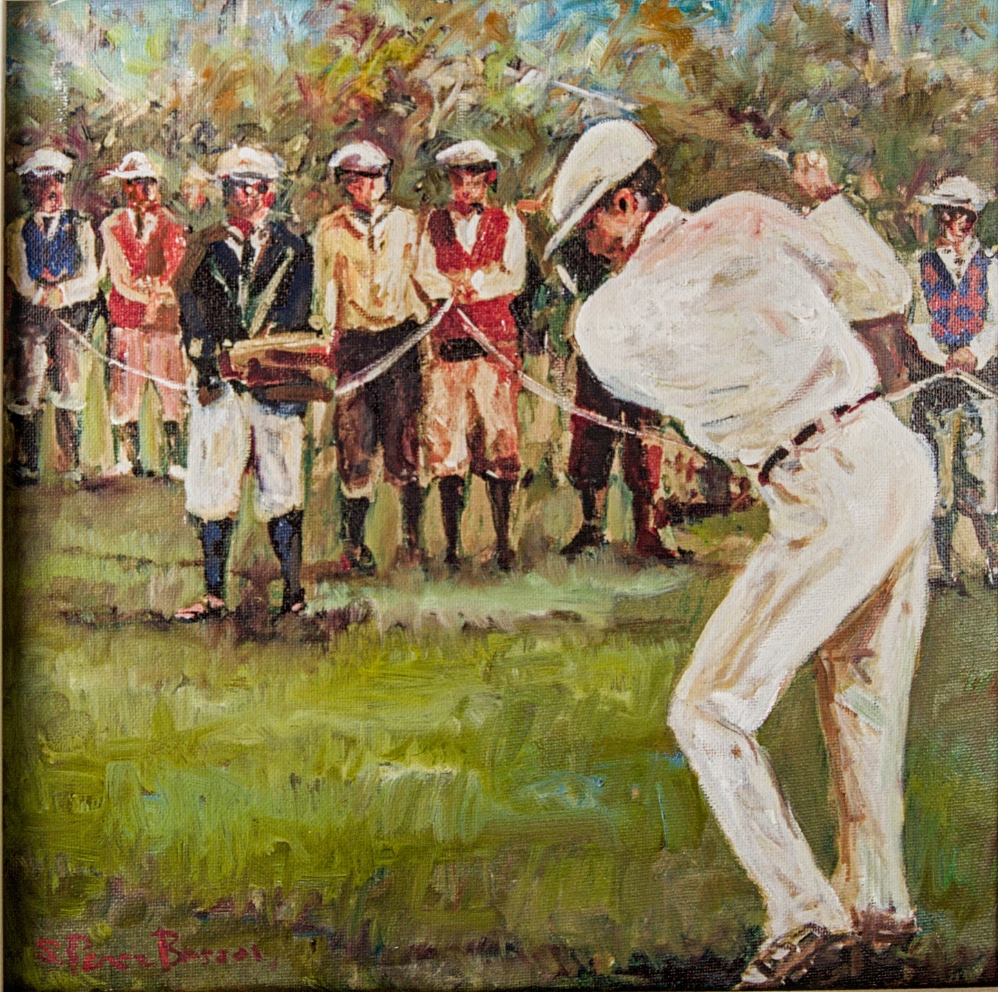 Salvador Pérez Bassols | El Swing (Golf Clásico) | Óleo Original Matérico