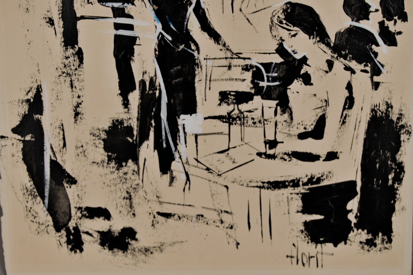José Luis Florit | Composición con Figuras | Tinta y Acrílico Original sobre Papel