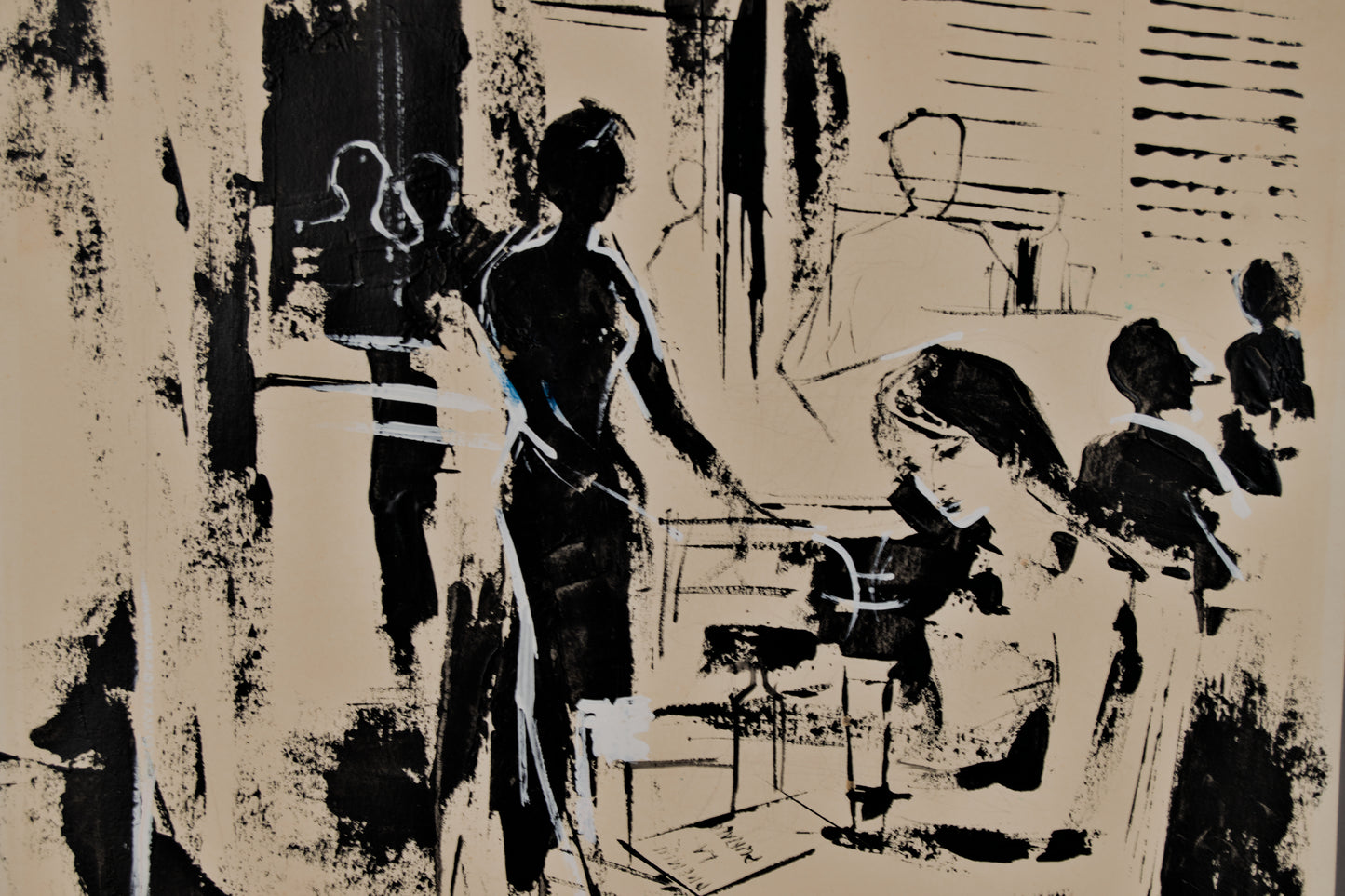 José Luis Florit | Composición con Figuras | Tinta y Acrílico Original sobre Papel